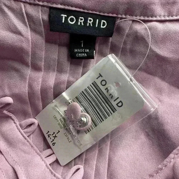 NEW Torrid Women’s 1X Blouse Georgette Smocked Blouson Long Sleeve Tunic Top NWT - Picture 11 of 12